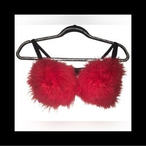 Classic Red Feather Fluffy Bra Rave EDC Costume New All Sizes